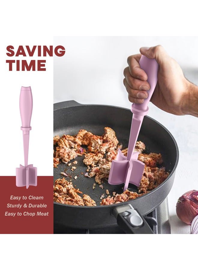 PGYARD 2 Pcs Meat Chopper, Hamburger Grinder, Premium Heat Resistant Smasher for Ground Beef, Burger Grinder Nylon Potato Mix Tool-Pink - Image 4