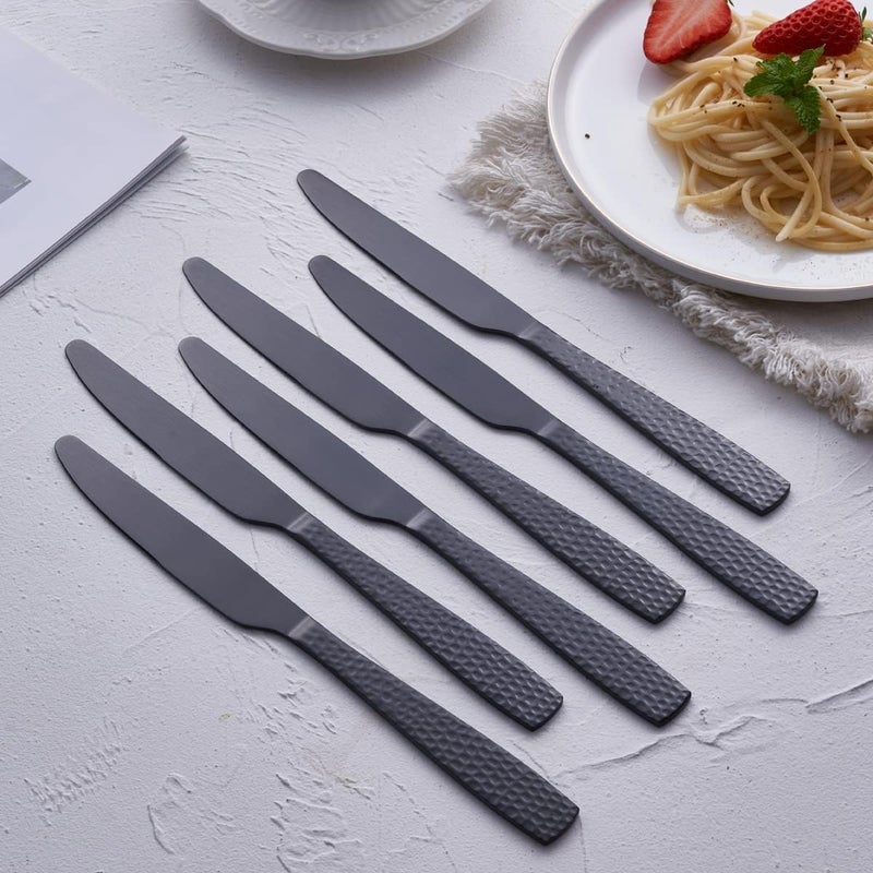 FULLYWARE Matte Black Dinner Knife Set of 6, 9.7 inches Stainless Steel Black Table Knife, Satin Finish. - Image 2