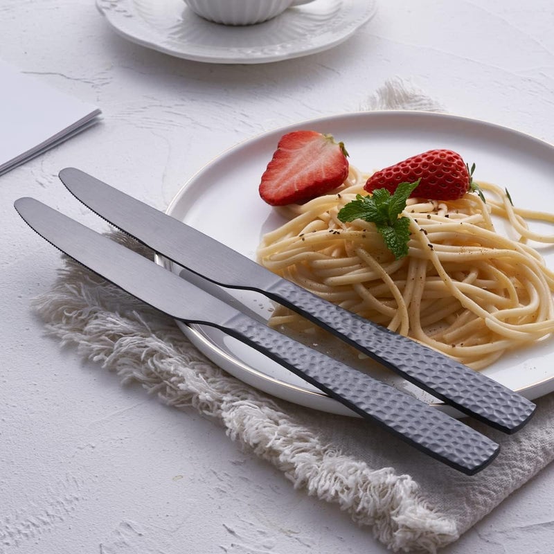 FULLYWARE Matte Black Dinner Knife Set of 6, 9.7 inches Stainless Steel Black Table Knife, Satin Finish. - Image 3