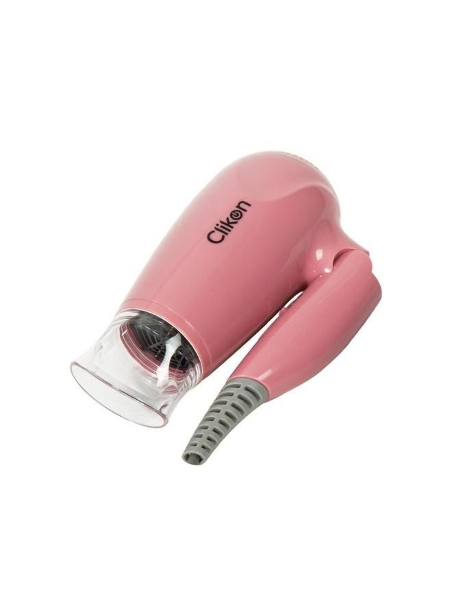 كليكون مجفف شعر للسفر قابل للطي مع سرعة ومستوى تسخين مدمجين وحماية من الحرارة الزائدة ، زهري - CK3302 - Image 2