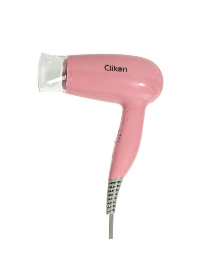 كليكون مجفف شعر للسفر قابل للطي مع سرعة ومستوى تسخين مدمجين وحماية من الحرارة الزائدة ، زهري - CK3302 - Image 1