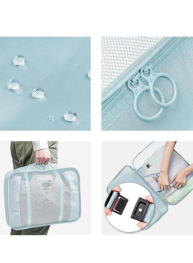 Hanayo 8 Pcs Luggage Organizer Bags Set Multifunction Packing Cubes Travel Packing Cubes Waterproof Luggage Organiser Suitcase Bag Travel Essential for Carry on Luggage(Blue) - Image 4