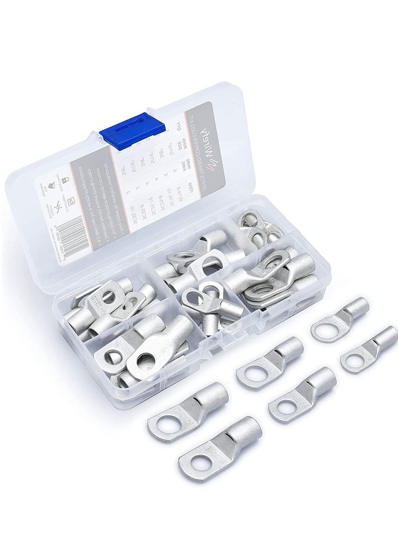 SYOSI Heavy Duty Tinned Copper Wire Lugs Battery Cable Ends Crimp Connectors Eyelets Tubular Ring Terminals  - Image 1