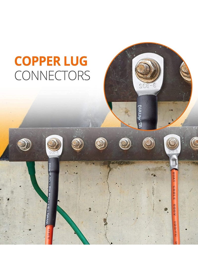 SYOSI Heavy Duty Tinned Copper Wire Lugs Battery Cable Ends Crimp Connectors Eyelets Tubular Ring Terminals  - Image 5