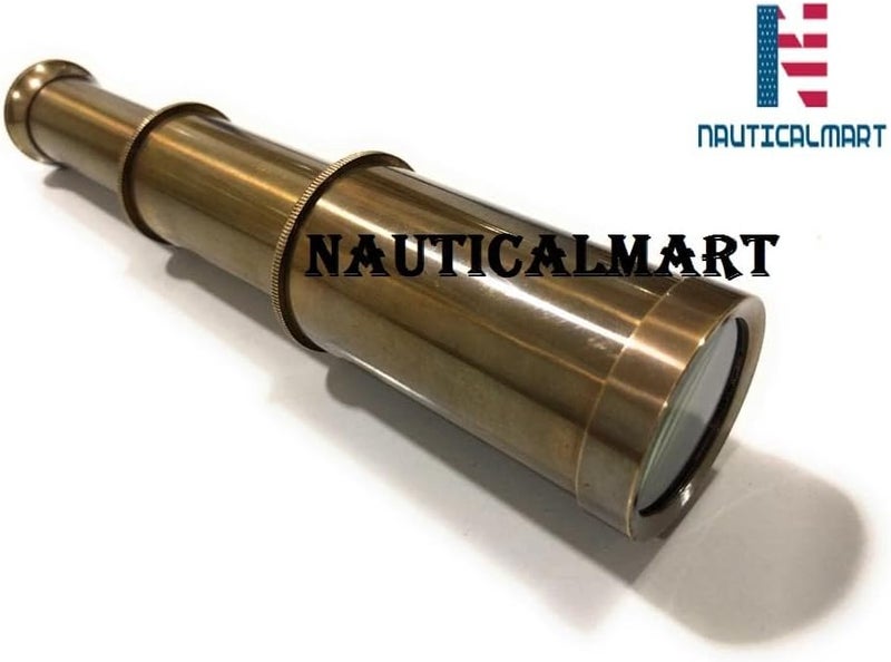 نوتيكال مارت تلسكوب نحاسي بحري من NauticalMart، قطر 6 بوصات، بمظهر عتيق مع حقيبة جلدية؛ تلسكوب نسخة أصلية من العصر القديم لقبطان السفينة، هدية رائعة. - Image 2