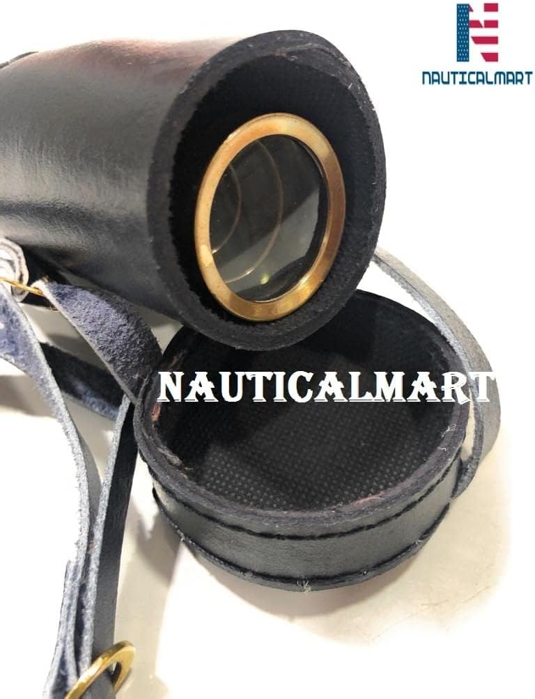 نوتيكال مارت تلسكوب نحاسي بحري من NauticalMart، قطر 6 بوصات، بمظهر عتيق مع حقيبة جلدية؛ تلسكوب نسخة أصلية من العصر القديم لقبطان السفينة، هدية رائعة. - Image 5