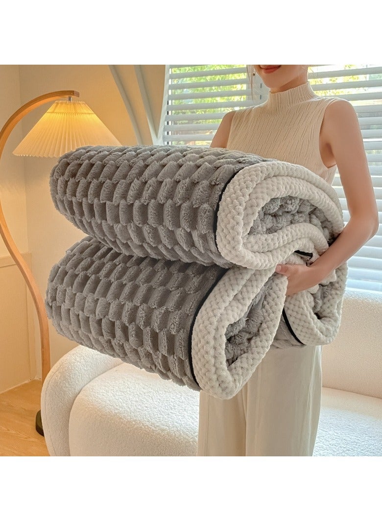Double Sided Fleece Blanket,Bed Throws,Fleece Throw Blanket for Couch,Super Soft Fuzzy Plush Blankets for Sofa and Bed,200*230cm (Grey) 