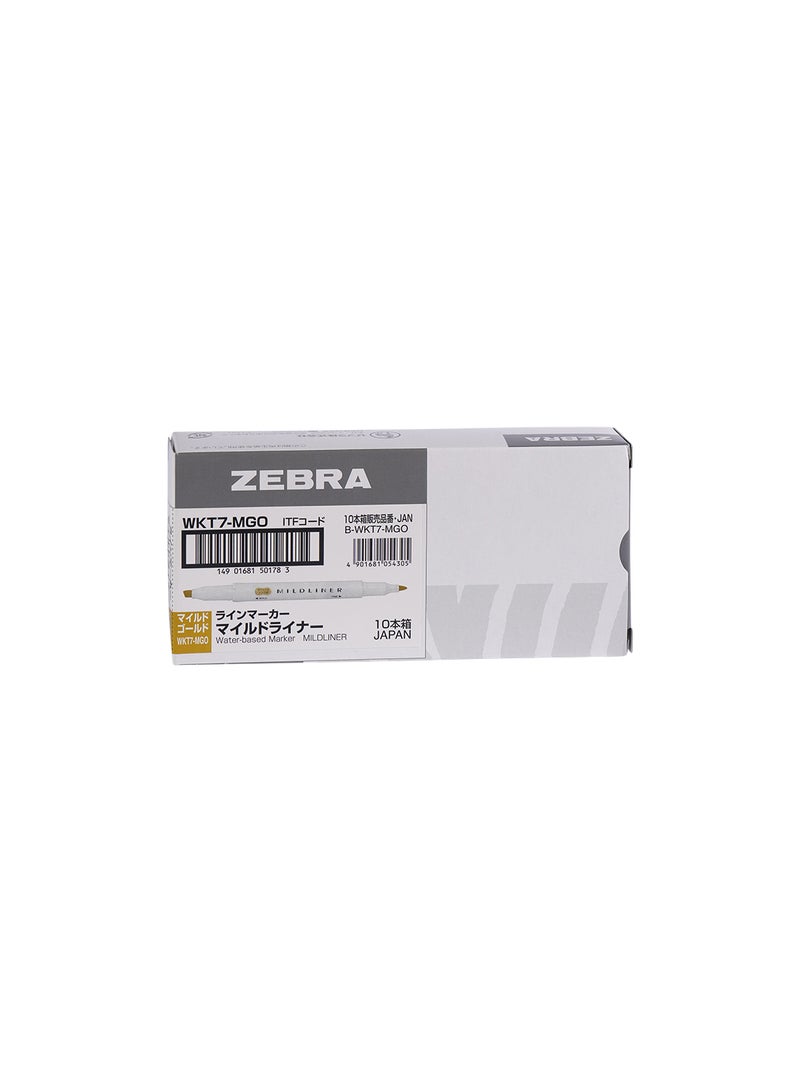 ZEBRA Mildliner Double Sided Highlighter , for Journal Planner , marking dictionary, Note Taking , drawing illustrations , Pack of 10 Gold Highlighters  - Image 1