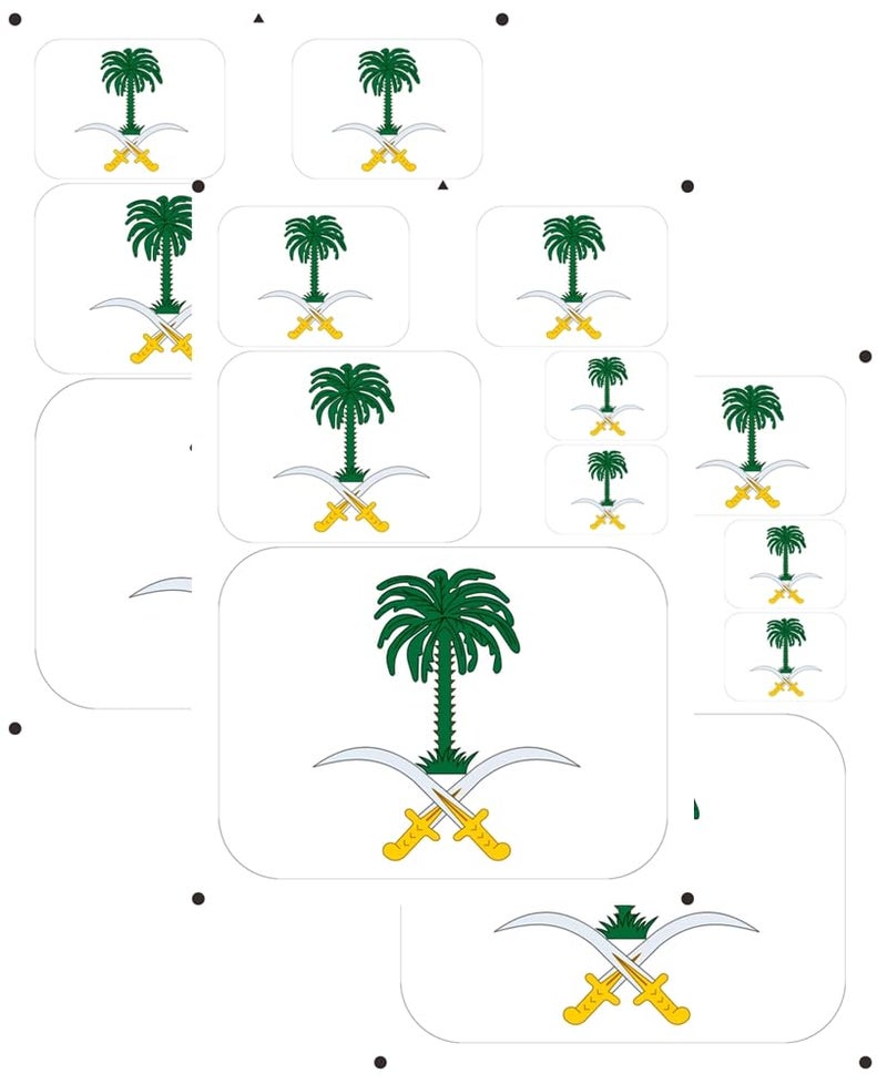 vmcoatdu Saudi Arabian Coat of Arms Laser Printing Saudi Arabia National Emblem Sticker 3 Pcs Decal in Multiple Sizes Stickers (Green Saudi Arabia) - Image 5