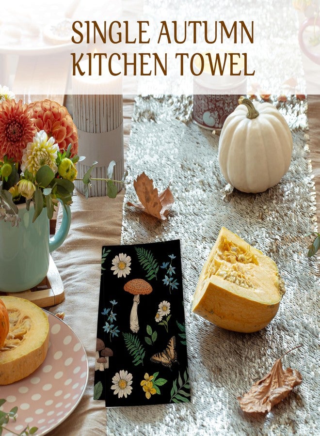 TIRYWT Black Mushroom Kitchen Towel - 1 Pcs Cute Spring Hand Towel, 16 x 24 Inches, Seasonal Kitchen Decor for Home, Bathroom, or Holiday Use - D02 - Image 3