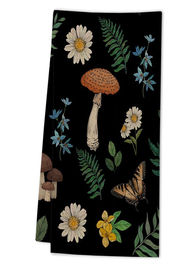 TIRYWT Black Mushroom Kitchen Towel - 1 Pcs Cute Spring Hand Towel, 16 x 24 Inches, Seasonal Kitchen Decor for Home, Bathroom, or Holiday Use - D02 - Image 1