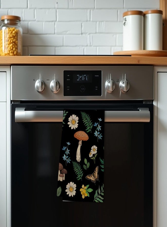 TIRYWT Black Mushroom Kitchen Towel - 1 Pcs Cute Spring Hand Towel, 16 x 24 Inches, Seasonal Kitchen Decor for Home, Bathroom, or Holiday Use - D02 - Image 5