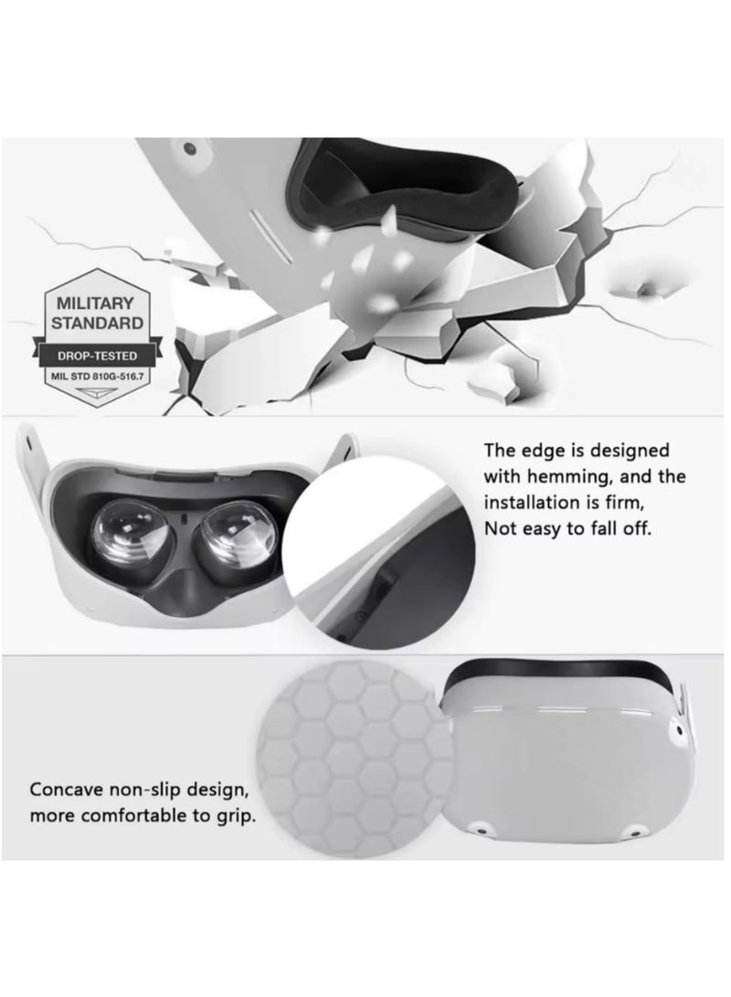 1pcs Silicone Case Cover for Quest 2 VR Headset Protective Skin Full Set Shockproof Dust Cover Accessories Anti-Scratch Face Grip Cover for Head Strap & Controller - Image 5