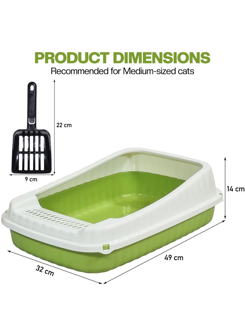 أن ان سي بيتس صندوق قمامة قطط شبه مغلق مع مغرفة قمامة، جوانب عالية، تصميم شبكي، وتصميم قابل للفصل، مرحاض قطط متين وخفيف الوزن، مناسب للاستخدام الداخلي/الخارجي، سهل التنظيف، 49 سم (أخضر) - Image 2