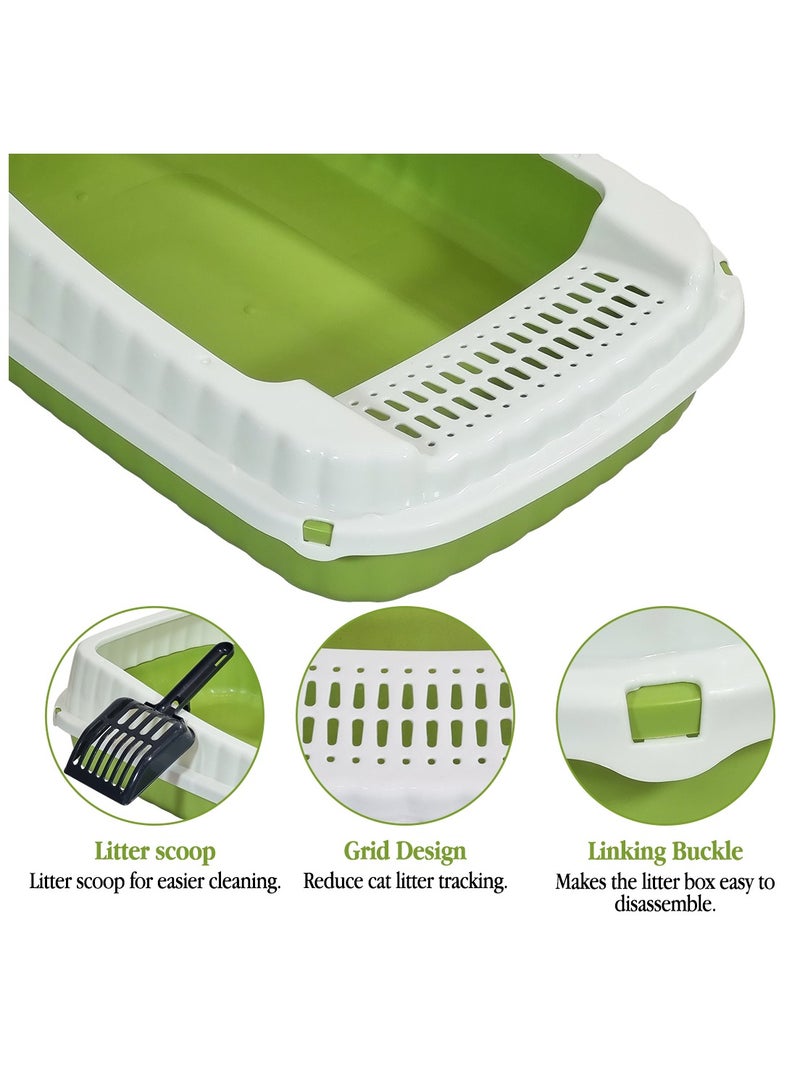 أن ان سي بيتس صندوق قمامة قطط شبه مغلق مع مغرفة قمامة، جوانب عالية، تصميم شبكي، وتصميم قابل للفصل، مرحاض قطط متين وخفيف الوزن، مناسب للاستخدام الداخلي/الخارجي، سهل التنظيف، 49 سم (أخضر) - Image 3