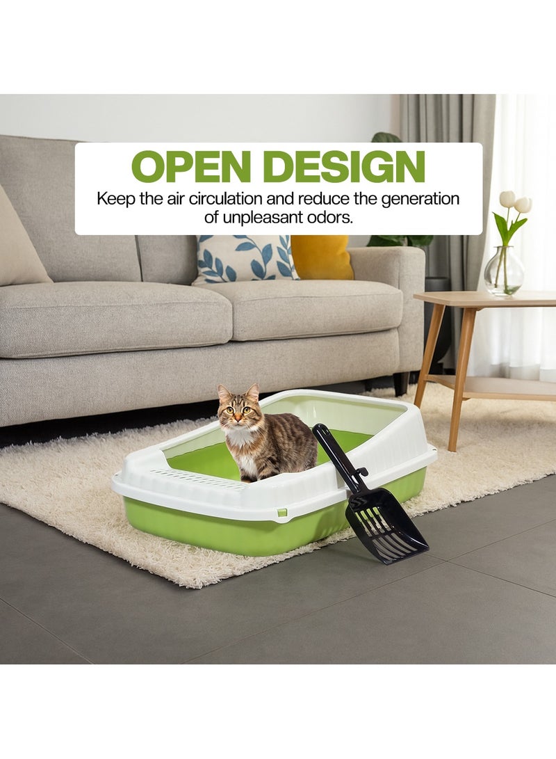 أن ان سي بيتس صندوق قمامة قطط شبه مغلق مع مغرفة قمامة، جوانب عالية، تصميم شبكي، وتصميم قابل للفصل، مرحاض قطط متين وخفيف الوزن، مناسب للاستخدام الداخلي/الخارجي، سهل التنظيف، 49 سم (أخضر) - Image 5
