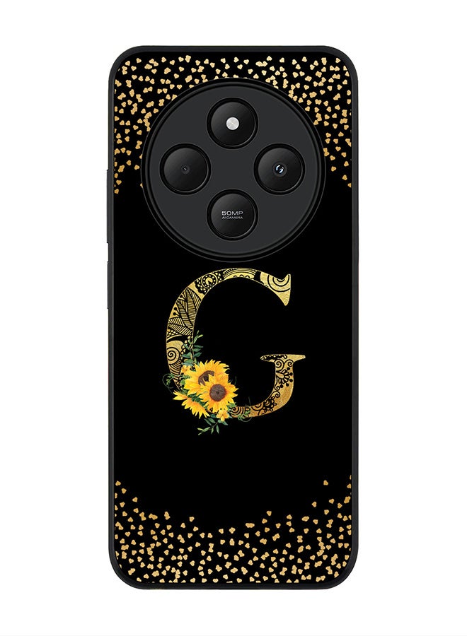 Stylizedd For Xiaomi Poco C75 Case,Slim fit Camera Protection, Shockproof Thin Phone cover - Custom Floral Monogram - G ( Black ) - Image 1