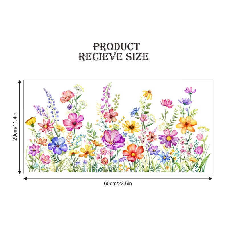 Supzone Wildflower Window Clings Colorful Spring Summer Floral Window Stickers Double-Sided Anti-Collision Glass Door Mirror Decals - Image 2