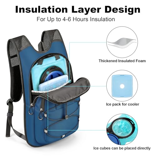 MIYCOO Hydration Backpack - Lightweight Hiking Water Backpack with 2L Water Bladder, Running Hydration Vest Backpack for Men Women, Hydration Pack for Hiking, Cycling, Climbing (Blue, 10L) - Image 4