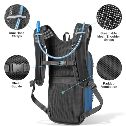 MIYCOO Hydration Backpack - Lightweight Hiking Water Backpack with 2L Water Bladder, Running Hydration Vest Backpack for Men Women, Hydration Pack for Hiking, Cycling, Climbing (Blue, 10L) - Image 5