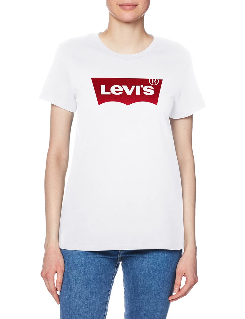 Levi's تي شيرت ليفي النسائي المثالي، علامة المنزل الأساسية باللون الأبيض، مقاس متوسط - Image 1