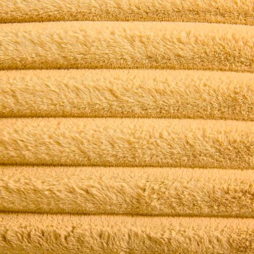 AEROHAVEN™ Premium Faux Rabbit Fur Plush Luxury Soft Fluffy Striped Decorative Throw Pillow/Cushion Covers for Sofa, Couch, Living Room - CC283 - (2, Mustard Yellow, 16 x 16 Inch) - Image 4