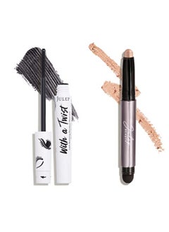 Julep Eyeshadow 101 Crème To Powder Waterproof Eyeshadow Stick, Champagne Shimmer & With A Twist Lash Boosting Volumizing And Lengthening Mascara With Bamboo  - Image 1