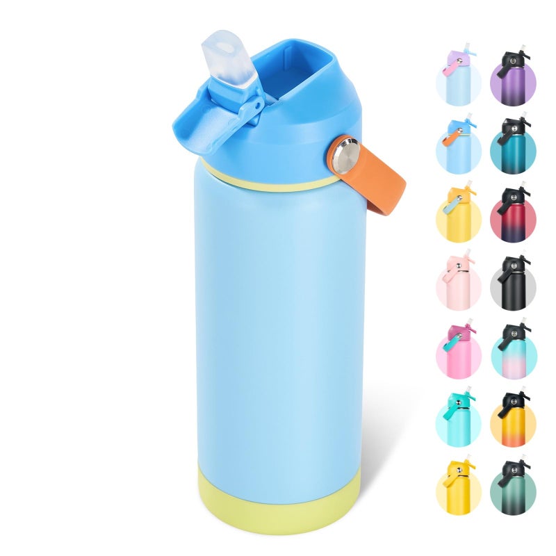 Fijinhom 18oz Insulated Stainless Steel Water Bottle, Wide Mouth Double Wall Vacuum, Silicone Straw, Sweat & Leak Proof, BPA Free Insulated Water Flask for Travel, Keep Cold 24h Hot 12h, Cerulean - Image 1