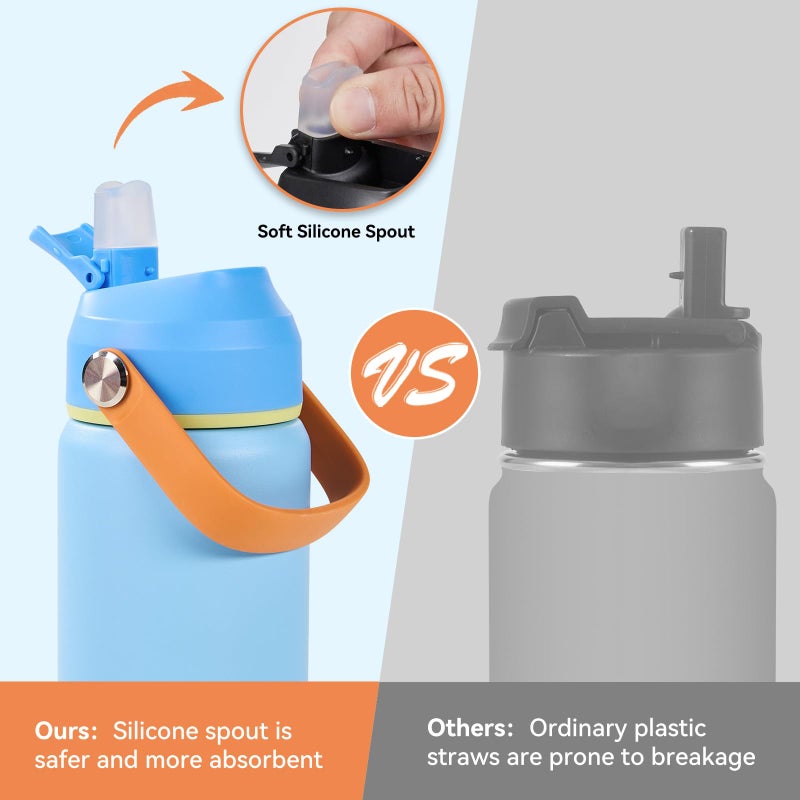 Fijinhom 18oz Insulated Stainless Steel Water Bottle, Wide Mouth Double Wall Vacuum, Silicone Straw, Sweat & Leak Proof, BPA Free Insulated Water Flask for Travel, Keep Cold 24h Hot 12h, Cerulean - Image 4