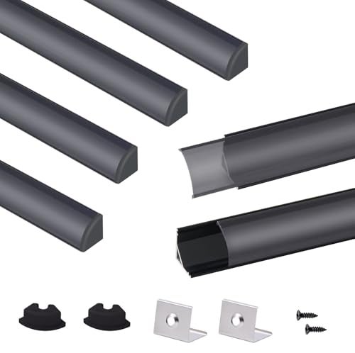 VST LED Channel, V Shape Led Diffuser Channel, LED Aluminum Channel with Black Cover, End Caps and Mounting Clips for LED Strip Light in Home Lighting(6pack 1 ft) - Image 1