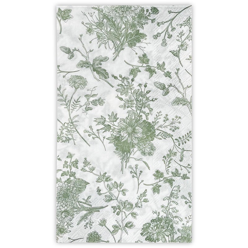 WRAPAHOLIC 50Pcs Sage Green Floral Guest Napkins - Guest Disposable Hand Towels for Bathroom, Bridal and Baby Shower, Tea Party, Garden Party, Birthday Party - 4.3 x 7.9 In - Image 1