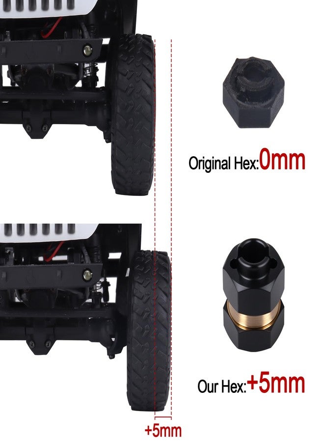 AllinRC 4pcs Brass Wheel Hex Extended Adapter Upgrades for Axial SCX24 90081 1/24 RC Crawler Car, with Locknuts and Cross Wrench - Image 4