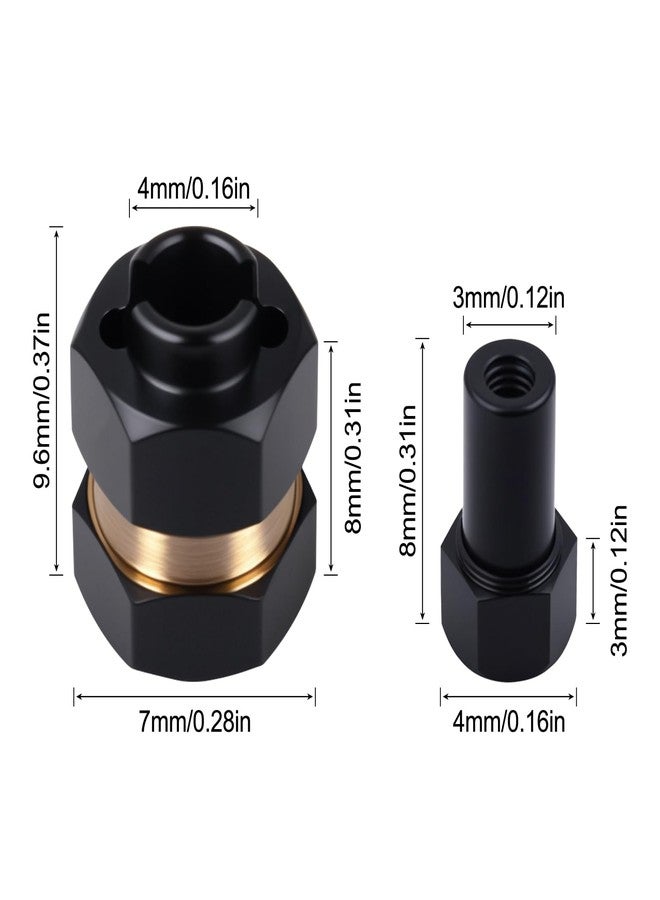 AllinRC 4pcs Brass Wheel Hex Extended Adapter Upgrades for Axial SCX24 90081 1/24 RC Crawler Car, with Locknuts and Cross Wrench - Image 2