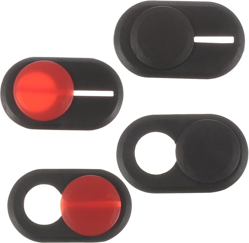 4pcs Webcam Privacy Covers for Phones and Tablets, Ultra-Thin Camera Protector with Slide, Compatible Privacy Stickers for Laptop and Mobile Devices, Black and Red - Image 1