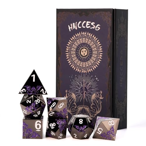 HNCCESG CthulhuInspired Octopus Metal RPG Dice Set7PieceShadow Purple on BlackSolid Zinc Alloy Plated FinishGift for Tabletop RolePlaying Fans Black Purple - Image 1