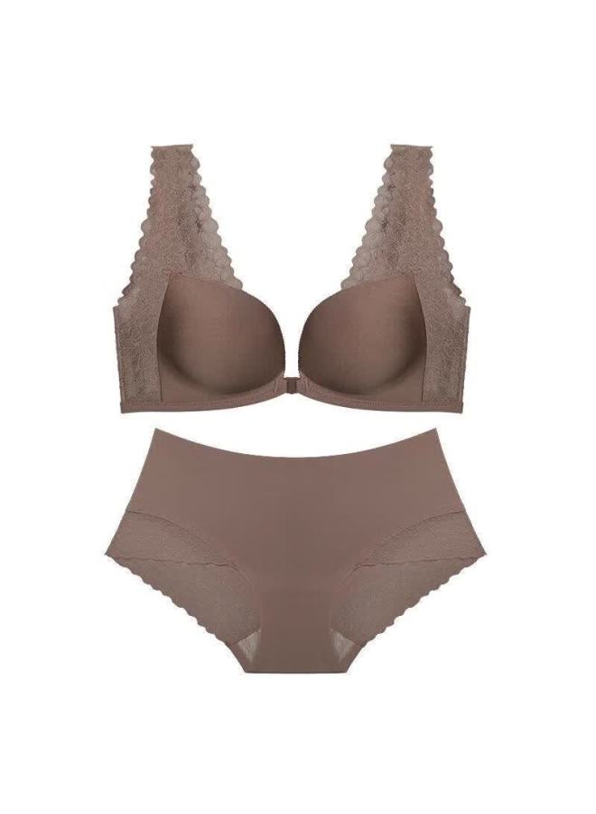 Kj Women's Small Bust Push-up Red Front Closure Wireless Bra Set Gift Box For Wife - Image 3