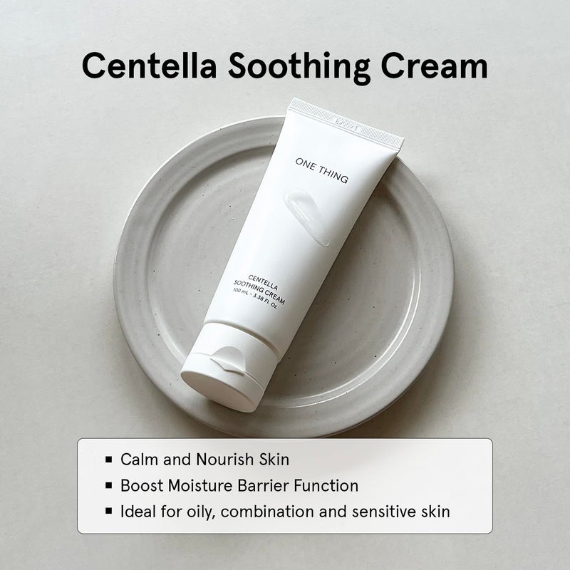 ONE THING Centella Soothing Cream 3.38 Fl Oz | CICA Beta Glucan Hydrating Calming Facial Vegan Moisturizer for All, Sensitive Skin Types, Barrier Redness Irritation Relief | Korean Skin Care - Image 2