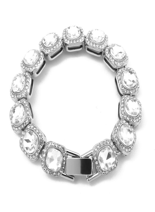 SALTY ALPHA Anti Tarnish Clavicle Diamond Stainless Steel Bracelet for Men | Hand Bands for Boys | Wrist Bracelets for Man | Fashion Jewellery Accessories | Stylish Minimal Jewelry | Christmas, Marriage, Birthday | Gift for Valentine Day - Image 1