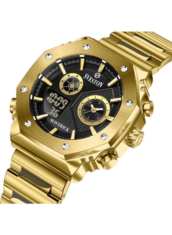 سيفيستون ساعة Sveston Maverick، ساعة أنيقة من الفولاذ المقاوم للصدأ للرجال، تتميز بمينا قطره 38 مم، وهي مصممة لأولئك الذين يقدرون الفخامة. - Image 1
