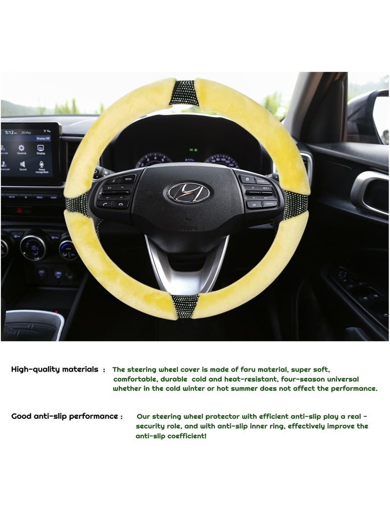 Agc Fluffy Steering Wheel Cover Soft Smooth Fur Premium Car Steering Cover Size Medium 38cm - Image 4