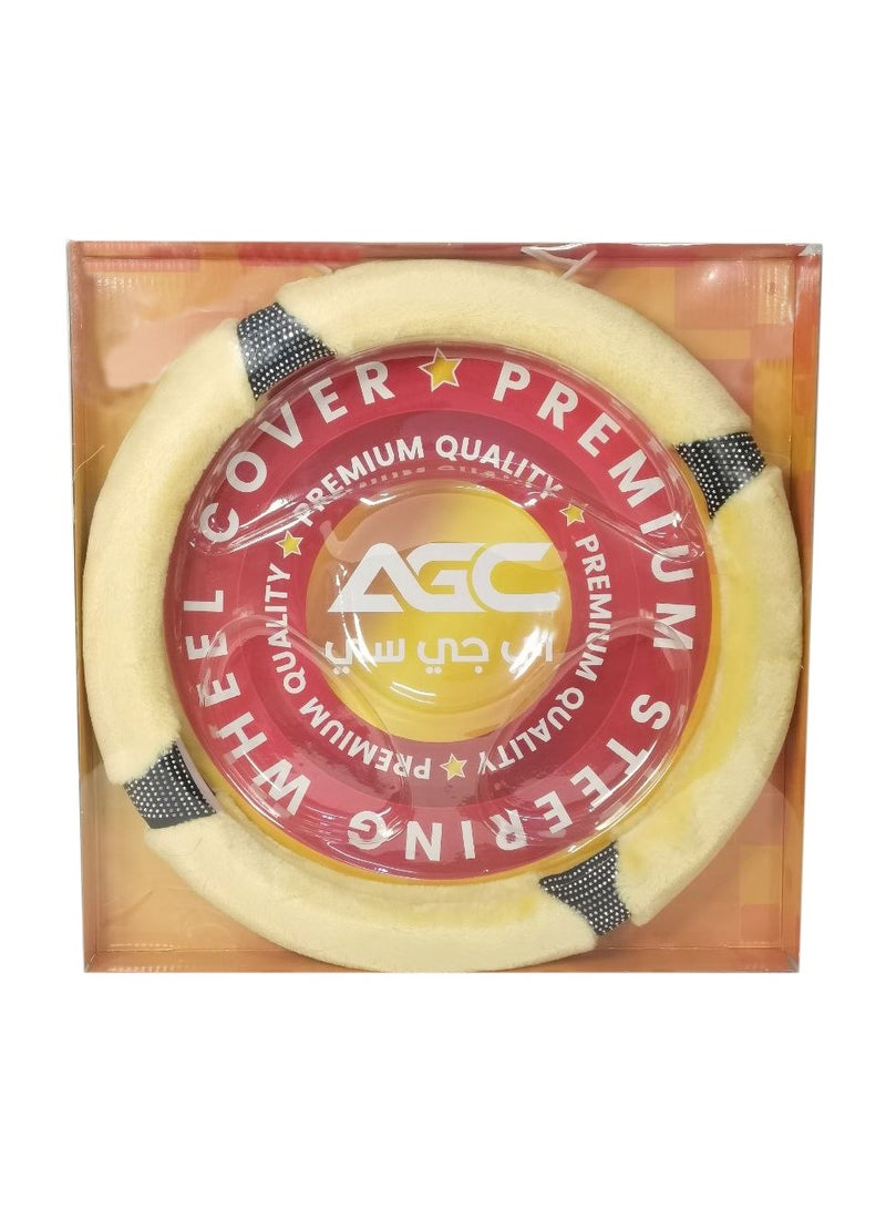 Agc Fluffy Steering Wheel Cover Soft Smooth Fur Premium Car Steering Cover Size Medium 38cm - Image 5