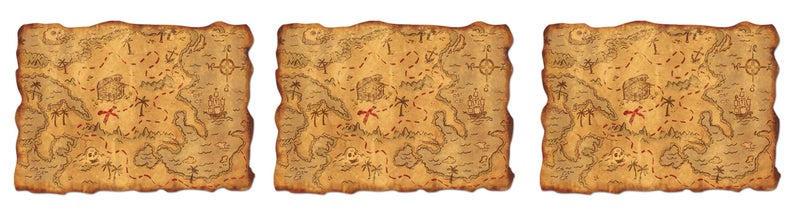 Beistle Plastic Pirate Treasure Map 3 Piece Party Accessories Game Favors Birthday Decorations