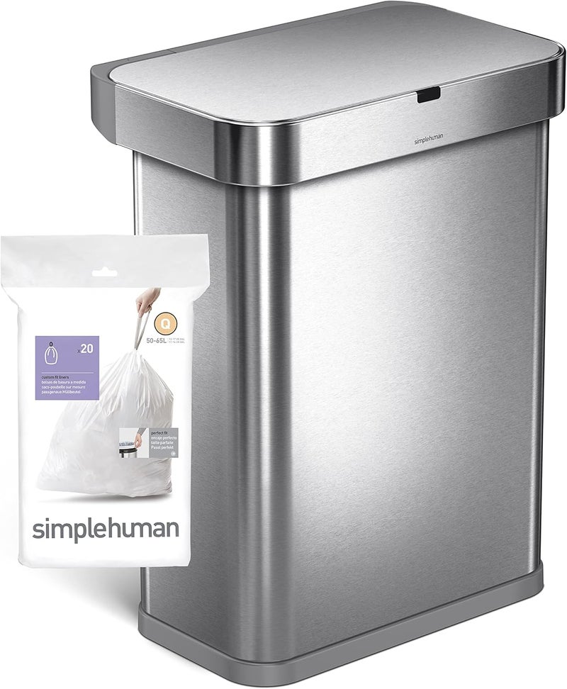 simplehuman أكياس القمامة بسحاب من simplehuman Code Q، تناسب مخصصة حقيقية، في عبوات موزع، 60 قطعة، 50-65 لتر / 13.2-17.2 جالون، أبيض - Image 5