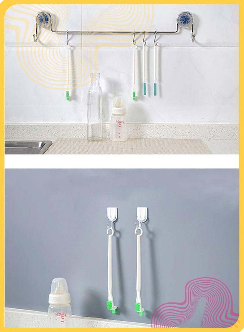 She&Little 5Pcs Baby Bottle Cleaning Brush Set: Detail Brushes for Infant Feeding Bottle, Straw, Sippy Cup, Pacifier, and Baby Food Container Cleaning, Long Handle & Crevice Cleaning Tools - Image 5