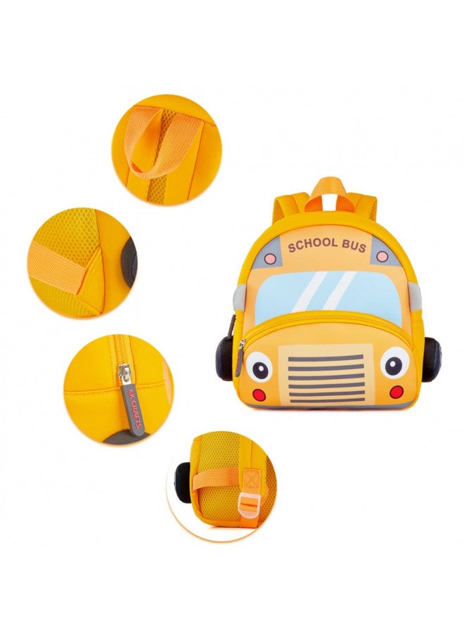 KK CRAFTS Preschool Backpack Toddler Neoprene Animal Schoolbag Lunch backpack for Kids Boys Girls(School Bus) - Image 2