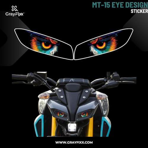 Grayfixx MT 15 Eye Design Sticker for Headlight | Made in Premium Gloss Vinyl with FPF (Fade Protection Film), Waterproof, Precut Sticker, Pack of 1-Self-Adhesive - Image 2
