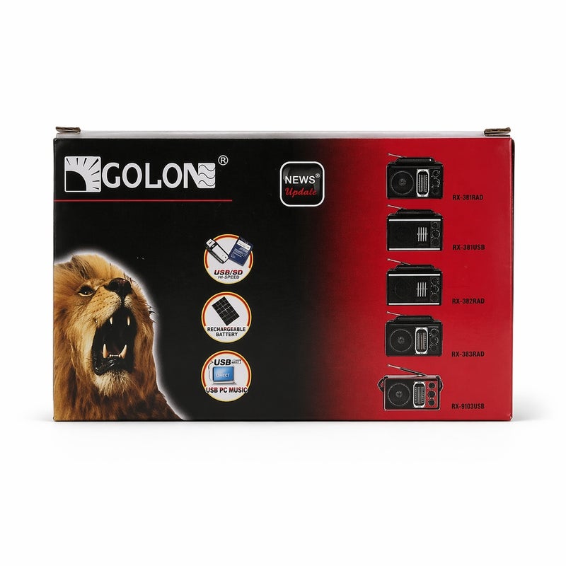 GOLON Portable Multi-Band Radio with USB/SD & Rechargeable Battery - Black & Red - A1-311 - Image 4