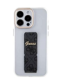 GUESS iPhone 15 Pro Max Grip stand Clear Back Cover with 4G Script Logo - Black  - Image 3