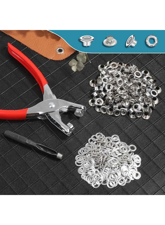 PAXCOO 803Pcs Grommet Tool Kit 6mm 1/4 Inch(Inside Hole Size) Eyelet Kit with 400Pcs Eyelets Grommets, 400Pcs Washers and Grommet Eyelet Pliers for Leather/Belt/Shoes/Crafts  - Image 4