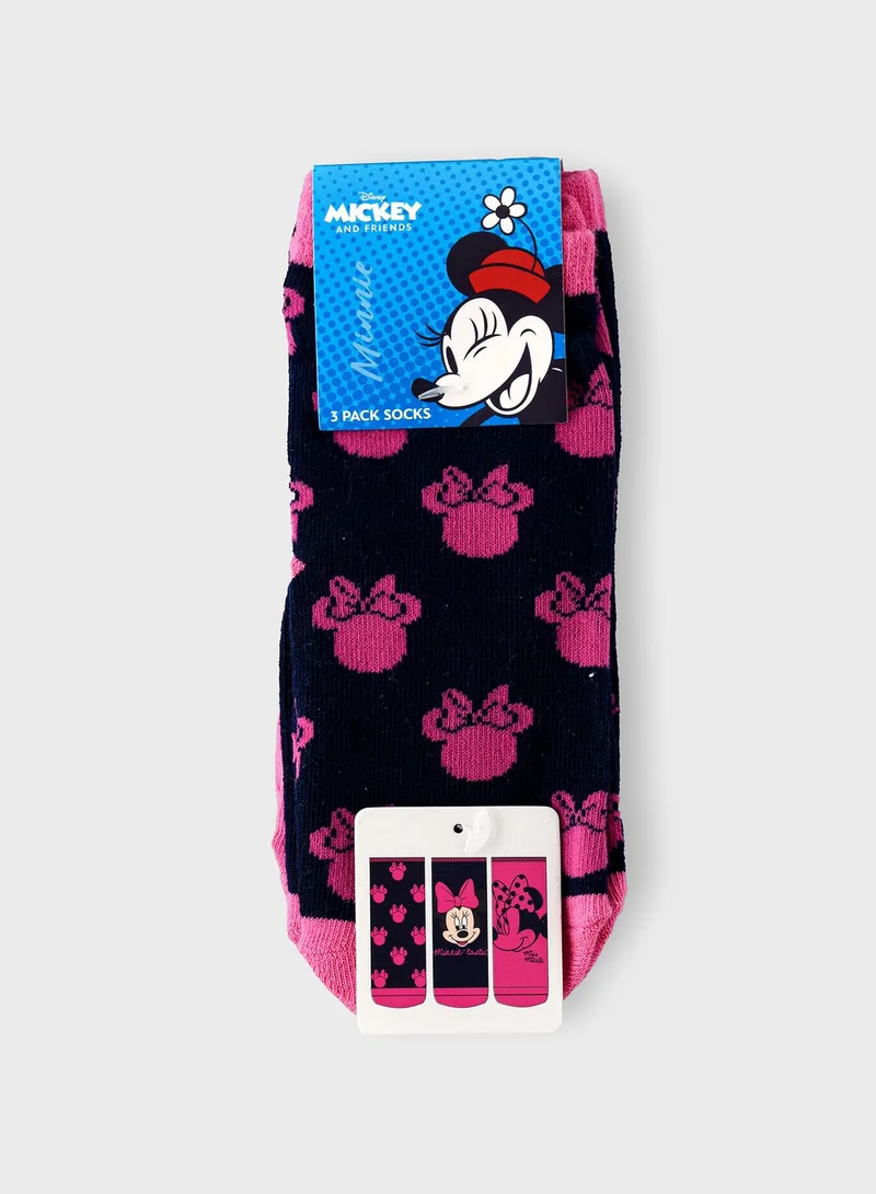 Disney Kids 3 Pack Minnie Mouse Crew Socks